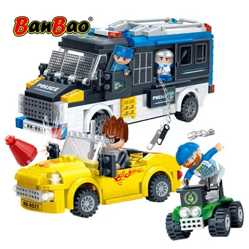 

BanBao 7011 Police Exploration Car Pullback Building Blocks Educational Bricks Model Toy For Children Kids Friend