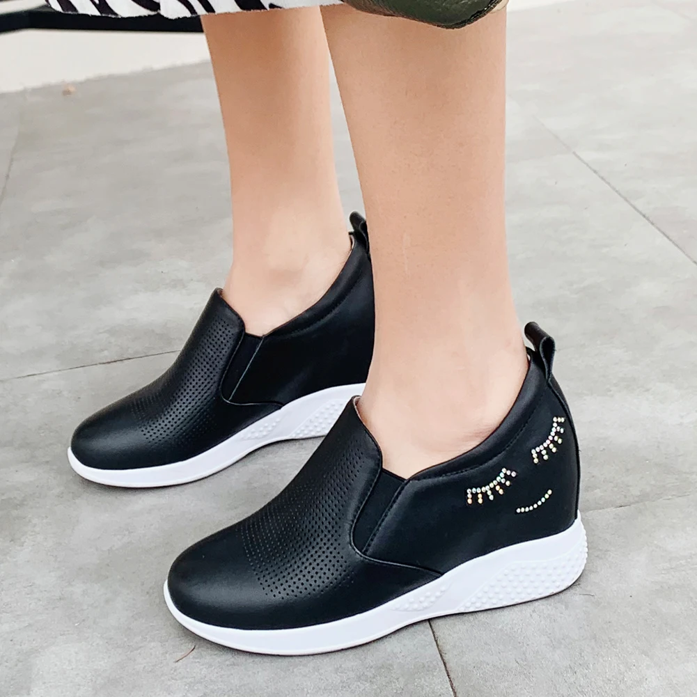 

Sarairis New Arrivals 2020 Cow Leather Increasing Heels Slip-On Spring/Autumn Comfortable Shoes Woman Pumps Lady Footwear