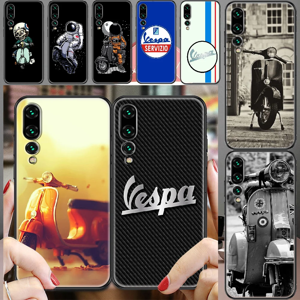 

vespa Scooter Motorcycle astronaut Phone case For Huawei P Mate P10 P20 P30 P40 10 20 Smart Z Pro Lite 2019 black pretty back
