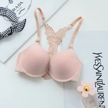 

Newest Women Sexy Solid Color Bra Female Wire Free Push Up Bralette Butterfly Beauty Back 3/4 Cup Lace Bras Underwear
