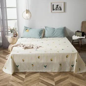 

100% Cotton Strawberry Print Flat Sheet For Children Adults Single Double Bed Flat Bedsheets (No Pillowcase) XF743-7