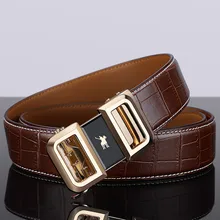 Men's Cowhide belt fashion automatic buckle belt personalized crocodile trouser belt