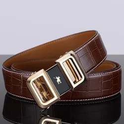 Men's Cowhide belt fashion automatic buckle belt personalized crocodile trouser belt