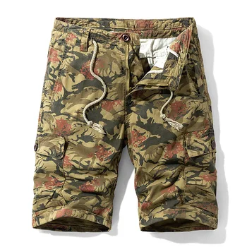 

2020 Summer Mens Camo Baggy Multi Pocket Military Cargo Shorts Male Cotton Khaki Mens Tactical Shorts Short Pants 28-38 No Belt