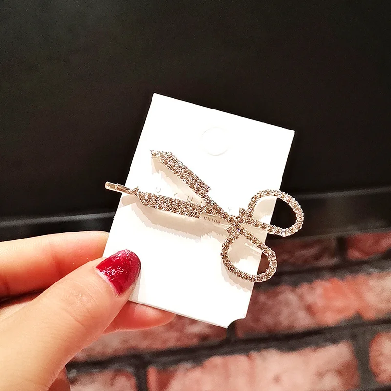 Neue Mode Schere voll bohrer luxus strass seite clip schnabel clip haarnadel Barrettes Frauen mädchen Haar Zubehör Headwear – Detail 6