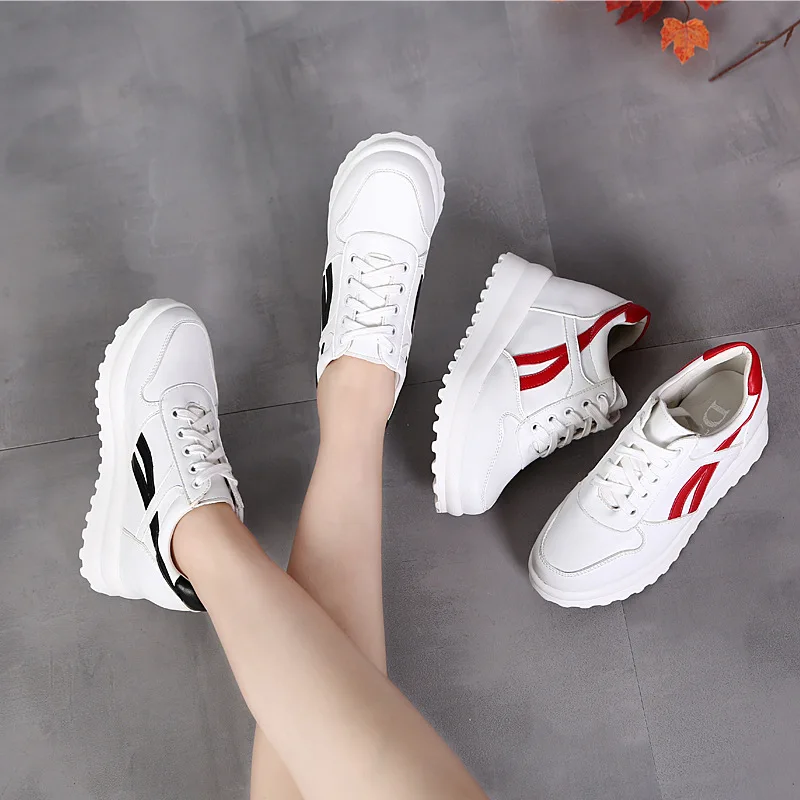

K36x-5 Online Celebrity Elevator White Shoes Women's Lace-up Thick Bottomed Fashion Korean-style WOMEN'S Shoes Platform