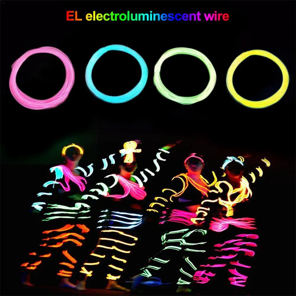 Portable El Wire Waterproof LED Strip Light Neon Glow Line Rope Tube Cable+Battery Controller Party Car Decoration | Дом и сад