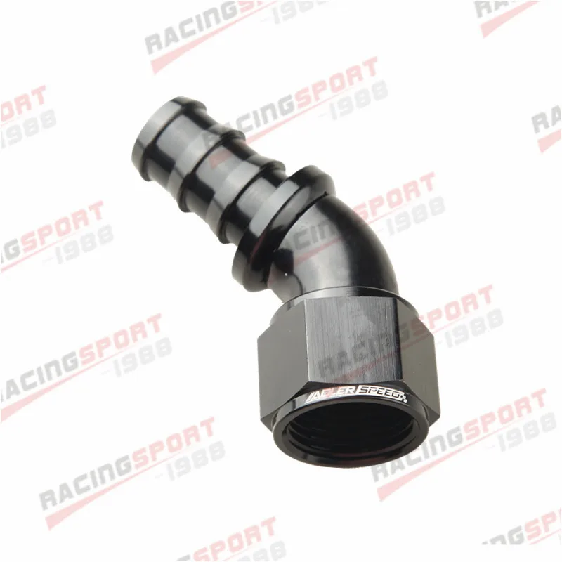 

12AN -12AN 45 Degree Push-Lock One Pieces Full Flow Hose End Fitting Black