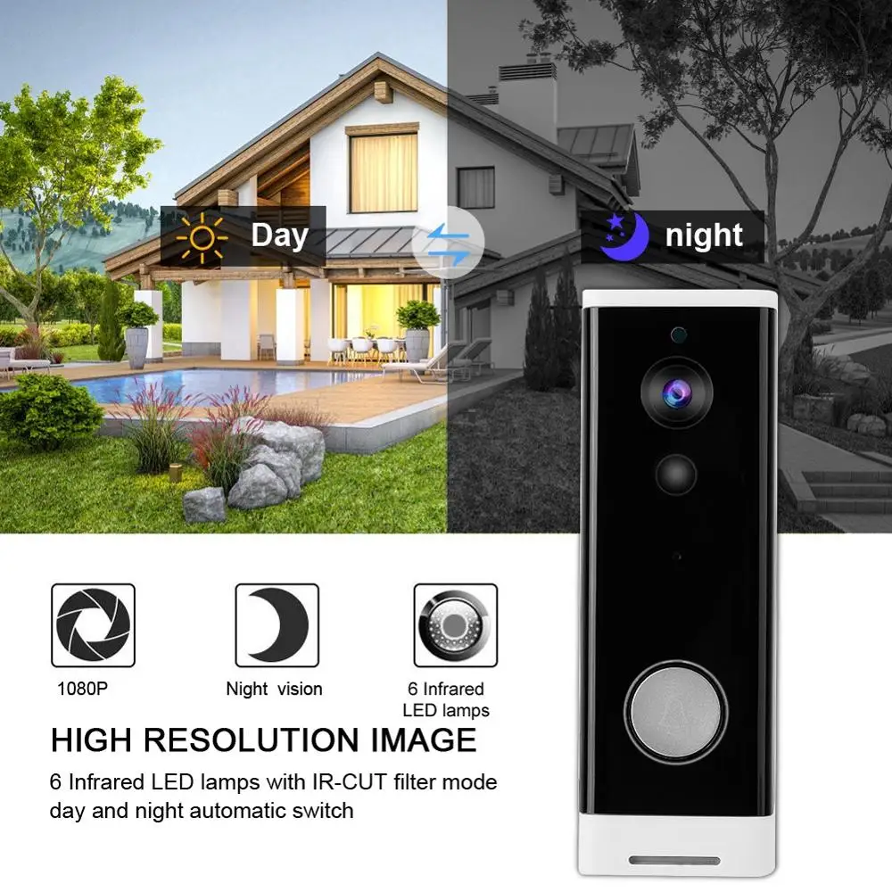 Onvian Video Doorbell Camera 1080P HD WiFi Door Bell Camera Smart Camera Doorbell for Apartment Night Vision APP Control