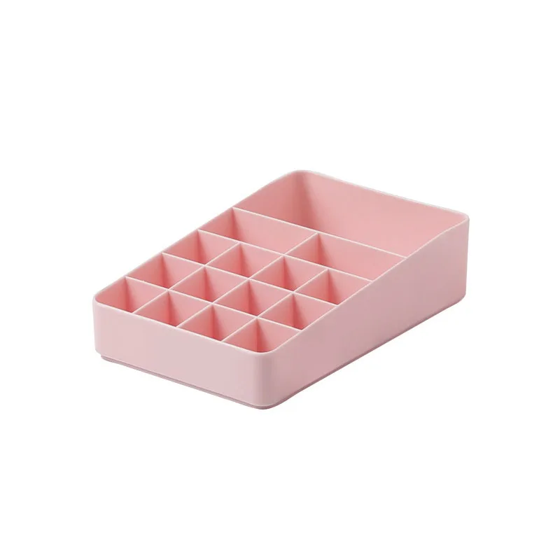pink YiCleaner Plastic Makeup Storage Box Cosmetic Organizer Desktop Storage Box Lipstick Nail-polish Brush Holder Make Up Case - Цвет: pink