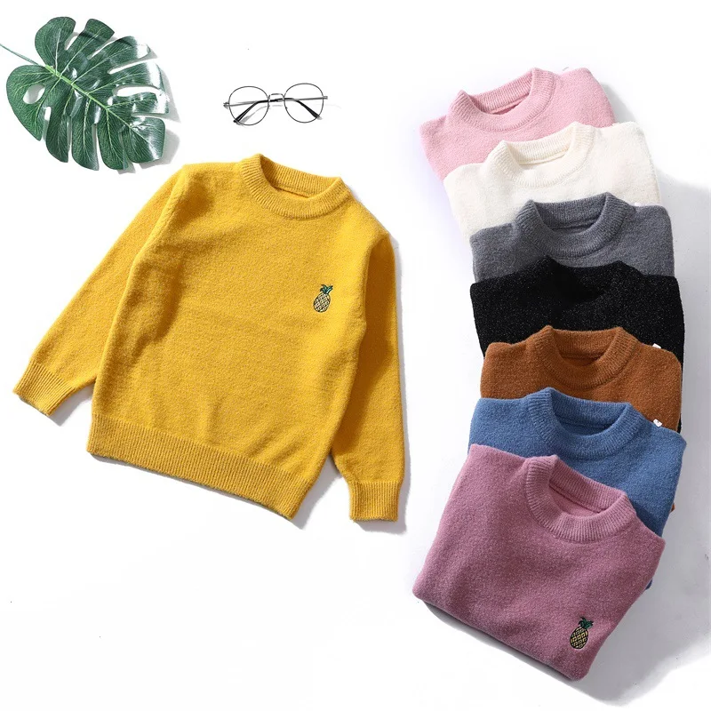 

2019 New Products Pineapple Embroidery Kids' Sweater Popular Versatile Soft And Comfortable Customizable Men And Women Knitted P
