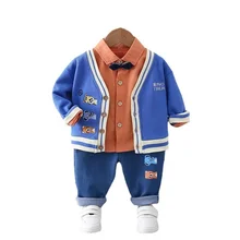 Ensemble de vêtements décontractés pour bébés, 3 pièces/ensemble, veste, chemise et pantalon, nouvelle collection printemps, vêtements de sport pour enfants