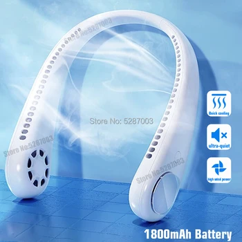 

Air Conditioner Neck Fan Leafless Cooler Portable Smart Dual Effect Cooling Neckband Fan Rechargeable USB Hanging Neck Cooler