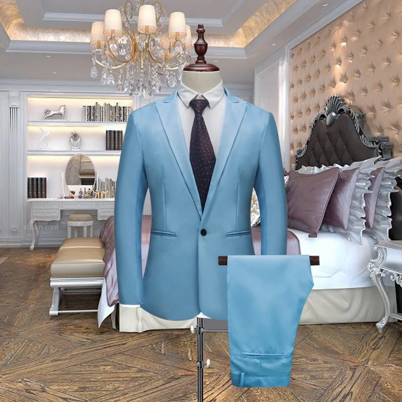 CYSINCOS мужской костюм, свадебные костюмы для мужчин, воротник-шаль, 3 штуки, приталенный бордовый костюм, мужской Королевский синий смокинг, пиджак, мужской костюм
