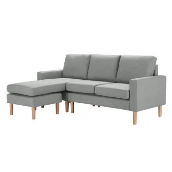 

Nordic Style Reversible Sectional Sofa Chaise Relax Lounge Sectional Sofa Left Facing Light Fabric Living Room sofa Grey/Yellow