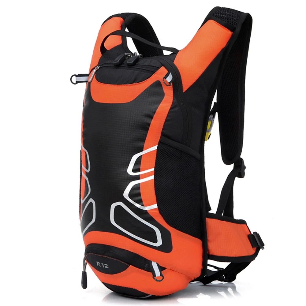 Orange Backpack 12л велосипедный гидратационный рюкзак, сумка для воды, открытый спортивный рюкзак, ночной светоотражающий рюкзак для бега с 2л мочевым пузырем, сумка для воды - Цвет: Orange Backpack