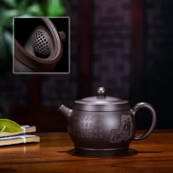 

Yixing handmade teapot undressed ore mud black zisha kettle with ball filter