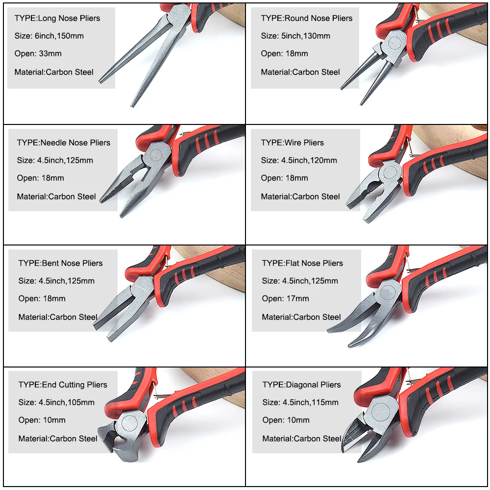 NEWACALOX 8PC Mini Pliers 4.5