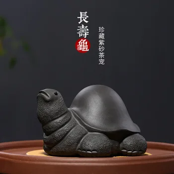 

Original Mine Black Mud Purple Sand Tea Pet Longevity Turtle Tea Set Longevity Tea Table Decoration Sculpture