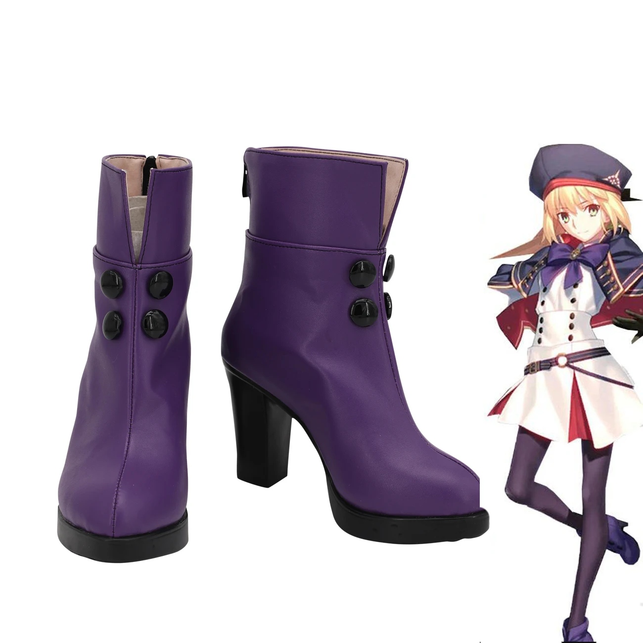 

FGO Altria сапоги для косплея Fate Grand Order Altria Pendragon обувь для косплея на высоком каблуке фиолетовые сапоги