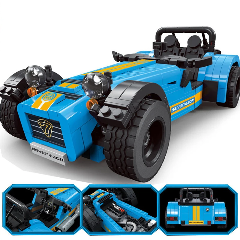 

771pcs Diy Building Blocks Racers Caterham Seven 620R Sport Car and F430 Model Lepining Toys for Children gifts