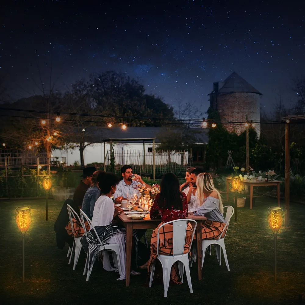 4 Pack LITOM 96 LED Solar Powered Light Torch Dancing Flame Flickering Light Atmosphere Light for Xmas Path Patio Beach Garden (6)