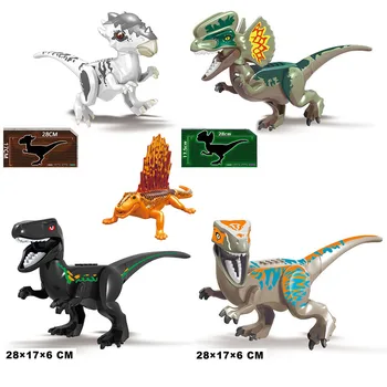 

5Pcs Jurassic Dinosaur Series Large Size Velociraptor Mini Lizard Figures building blocks Toys For Children Christmas gifts