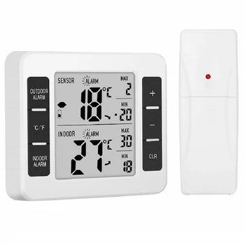 

Fridge Thermometer Digital Freezer Thermometer with Indoor Temperature Monitor 2 Wireless Sensors Refrigerator Audible Alarm