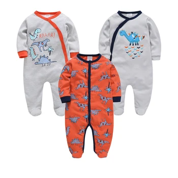 

Honeyzone 2 3 pcs/lot Dinosaur Printed Baby Boy Rompers 100% Cotton Spring Long Sleeve Clothes Newborn 12m Jumpsuit