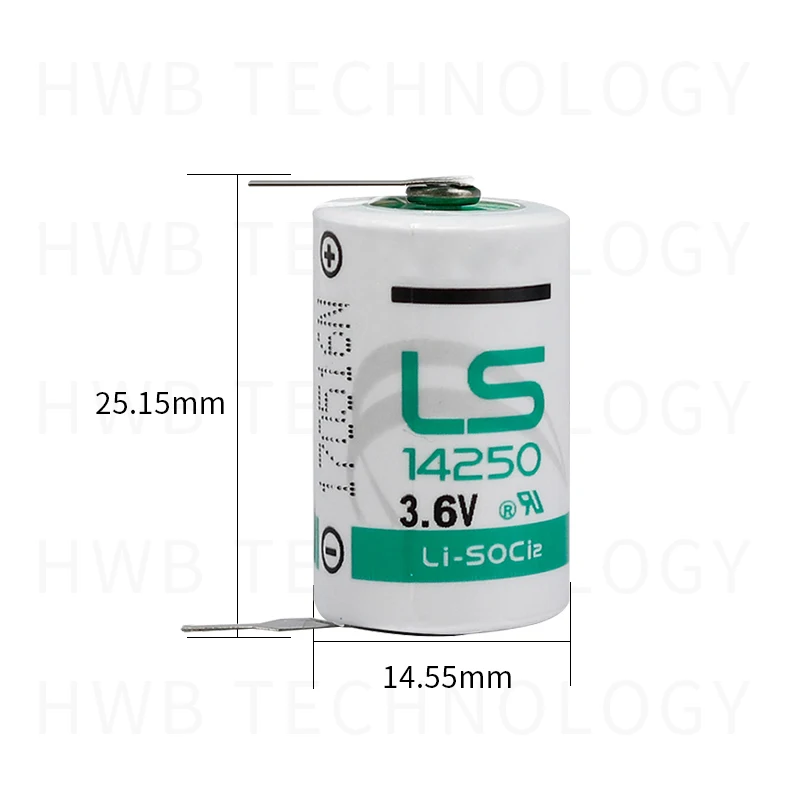 2 шт. SAFT LS14250 14250 3,6 V 1250mAh LiSOCL2 аккумуляторная батарея с двумя контактами