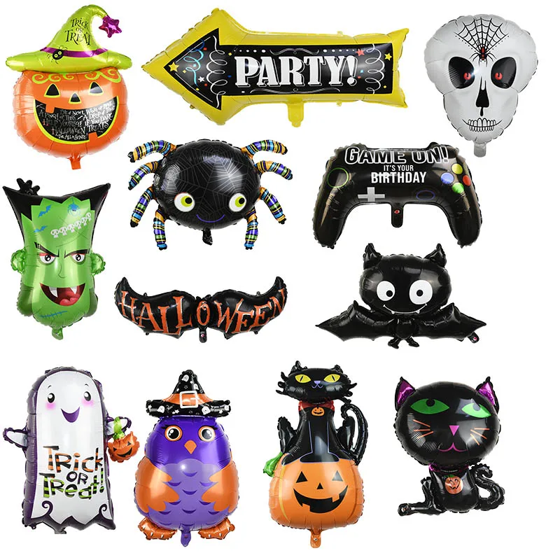 

Cartoon Halloween Foil Balloon Bat Spider Ghost Witch Skull Pumpkin Pattern Balloons Kid Toy Halloween Party Scary Deco Supplies