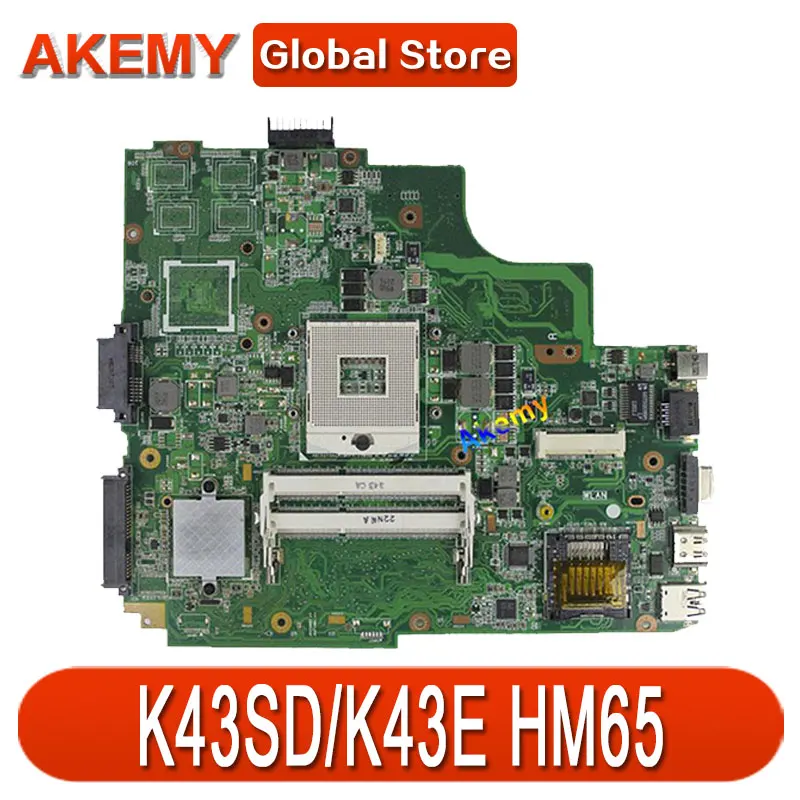 AK K43SD/K43E материнская плата для ноутбука ASUS K43E K43SD A43E P43E тест оригинальная HM65 |