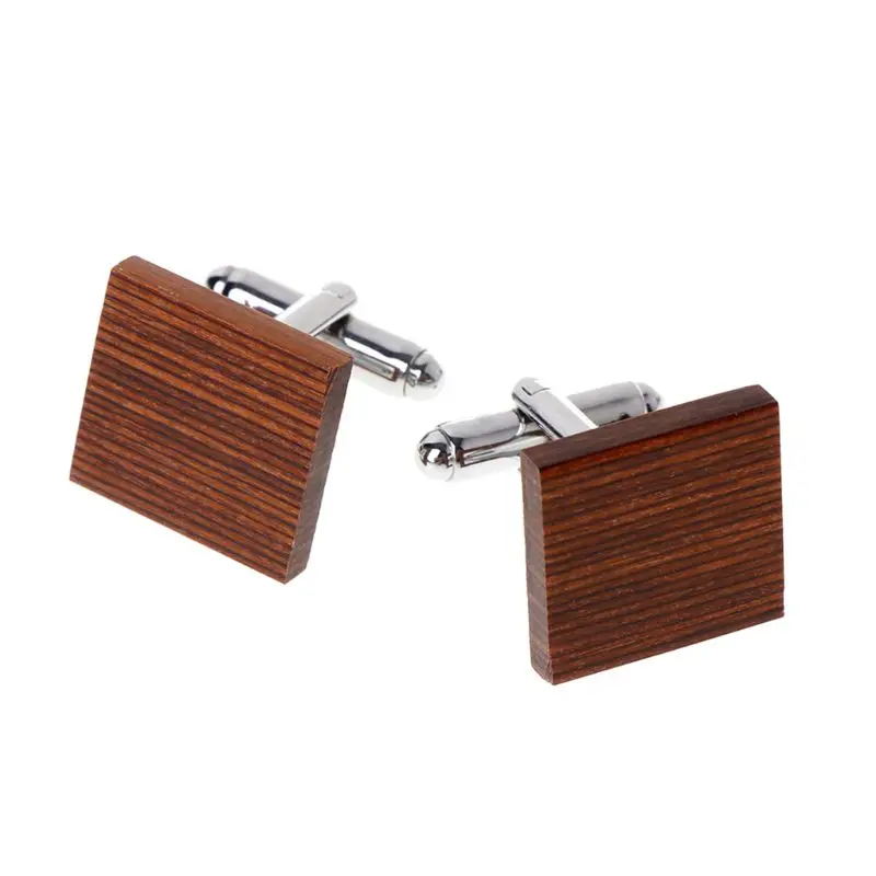 BN Men Cufflinks Square Wooden Decoration Suit Shirt Fitting Fashion Creative Wood Jewelry Charms Gifts High End Unique Elegant - Окраска металла: BN