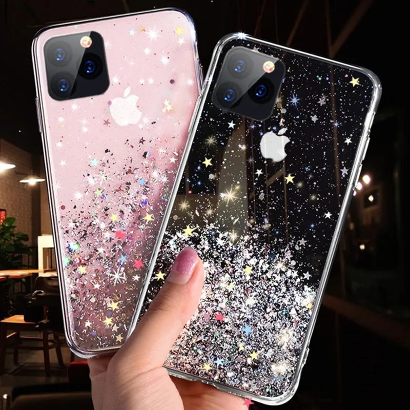 Mode paillettes pour iPhone X XR XS Max Silicone Bling cristal couverture 7 8 6 6S Plus 11 Pro | Мобильные телефоны и