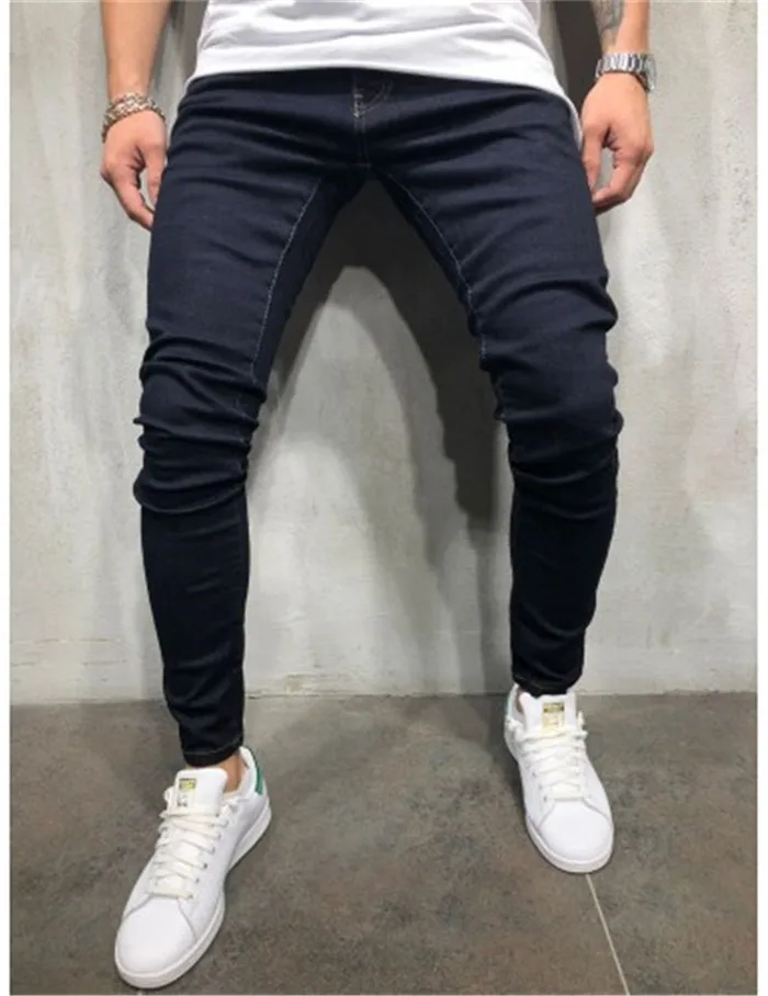 

2019 Men's Slim Jeans Pants Casual Men Washed Denim Pants Mens Skinny Distressed Jeans Gray Jeans Black Plus Size 3XL Trousers