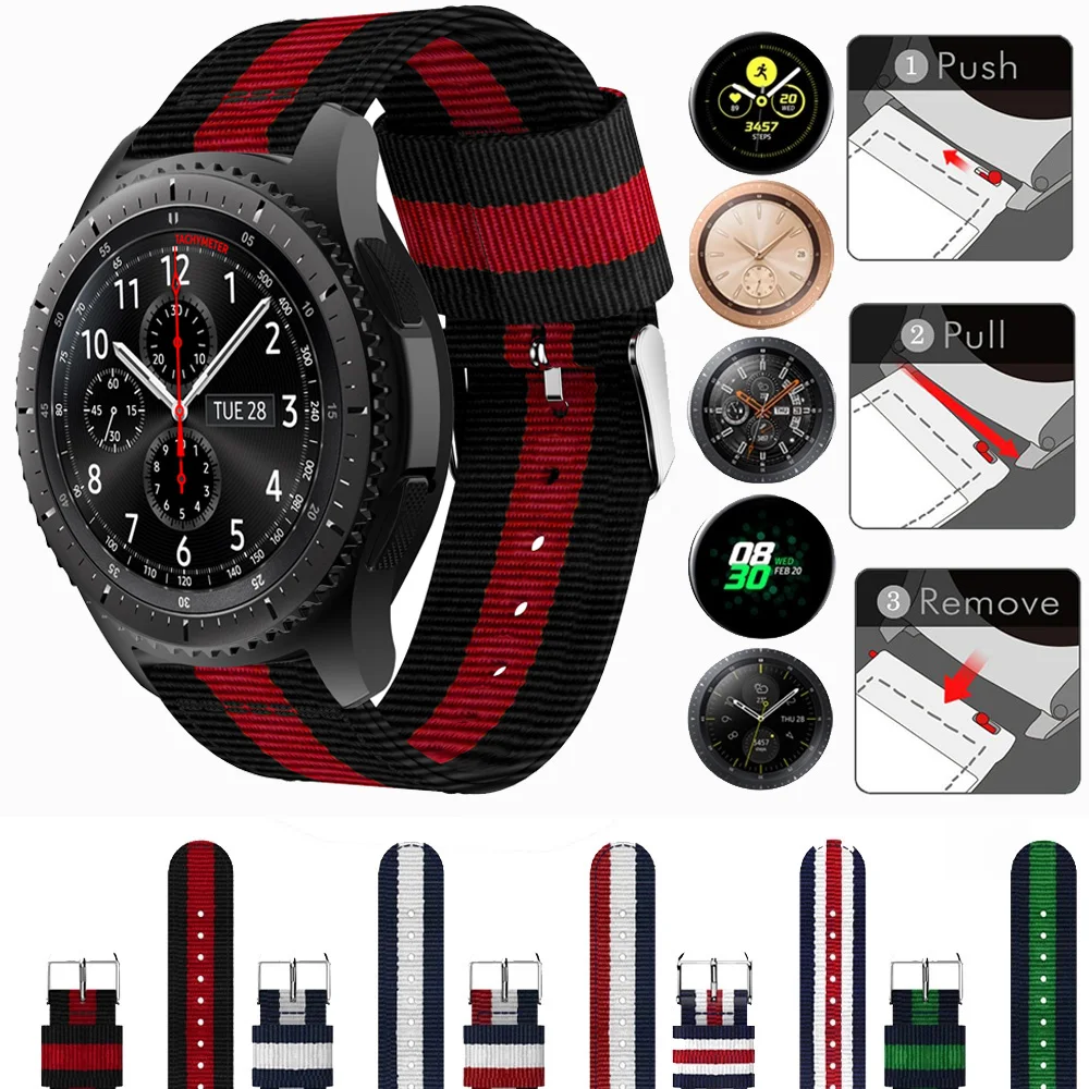 Для Samsung Gear S3 Frontier / Classic galaxy watch 46 мм Amazfit 47 huawei GT2 нейлоновый спортивный ремешок