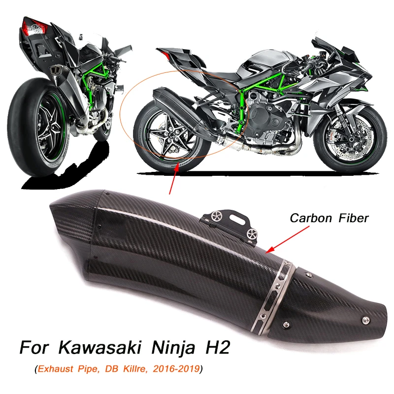 insekt Grønland humane H2 Motorcycle Exhaust Muffler Pipe Tip Carbon Fiber Silencer System For Kawasaki  Ninja H2 2016 2017 2018 2019|Exhaust & Exhaust Systems| - AliExpress