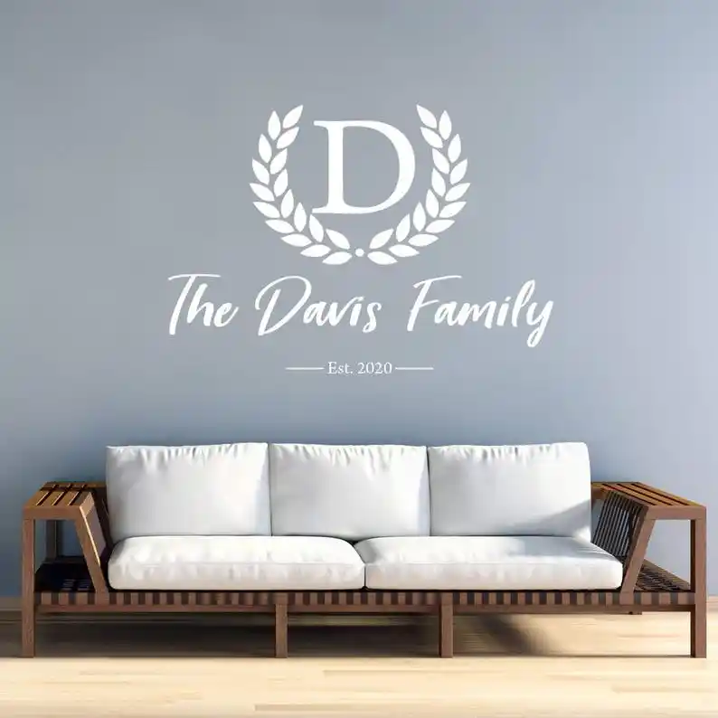 Etiqueta De La Pared Del Nombre De La Familia Del Monograma