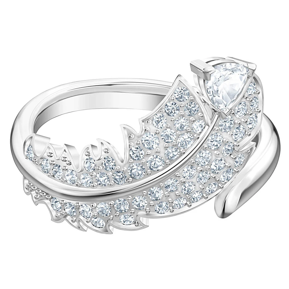 MULIER SWA хорошая коллекция Изысканный серебристый цвет перо ожерелье, браслет, кольцо 5493391 5482915 5482913 Preferr подарок - Окраска металла: Ring 7