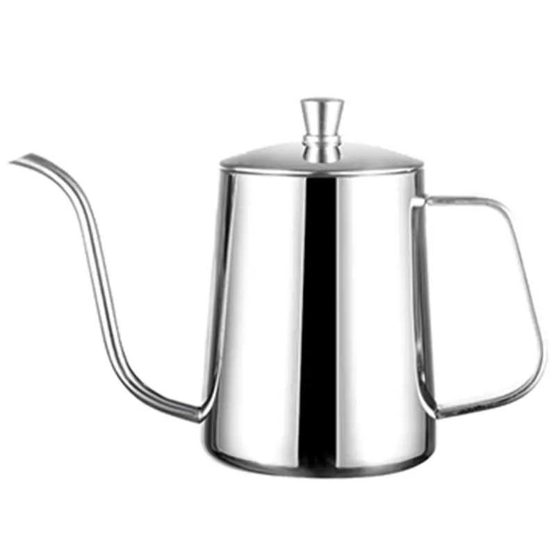 

Stainless Steel Mounting Bracket Hand Punch Pot Coffee Pots With Lid Drip Gooseneck Spout Long Mouth Coffee Kettle Teapot-Silver