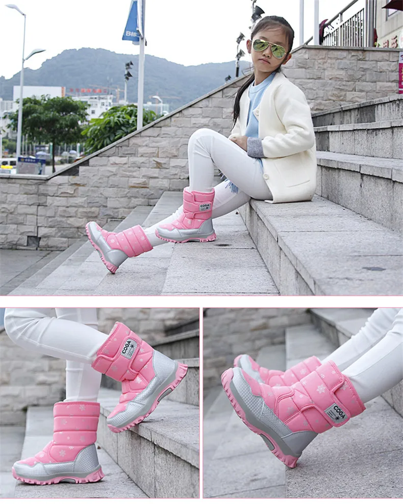 PINSEN 2019 Winter Kids Boots For Girls Boys Snow boots Parent-child shoes warm plush soft bottom Children Shoes Snow For Girls (12)