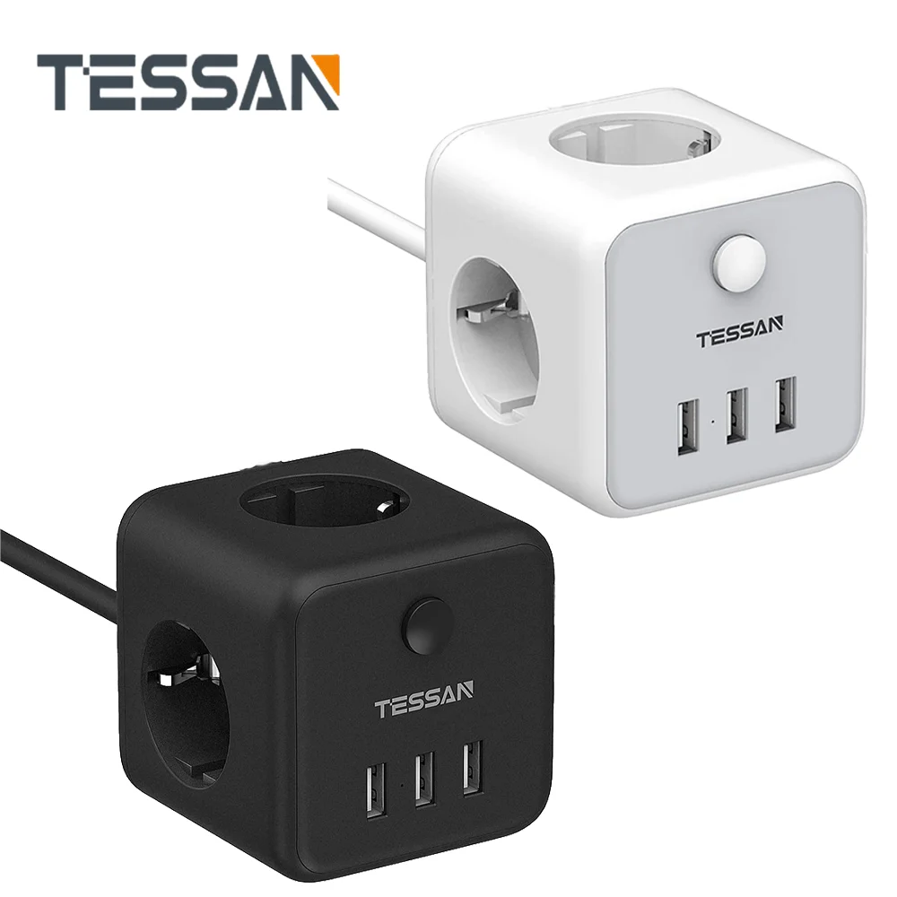 Tessan Powercube Power Strip Usb Socket Eu Plug Adapter Extension With