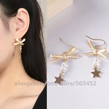 

200pairs/lot Hot Sells Earings Fashion Jewelry Pendant Zirconia Pentagram Ear Cuff Factory Price Sweet Drop Earrings For Women