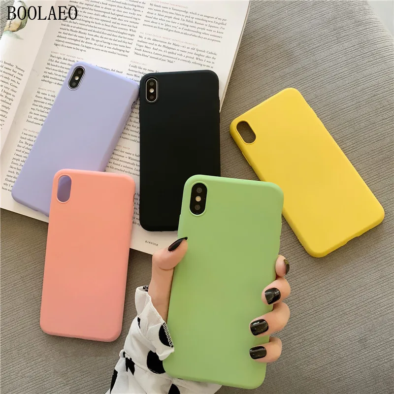 Роскошные чехлы для телефонов iPhone 7 8 6 6s plus Мягкий матовый однотонный чехол TPU