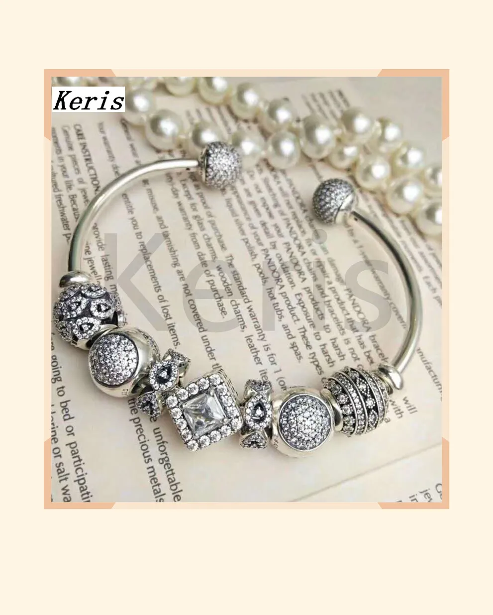 

High Quality Original 1:1 100% Silver Inlaid Charm DIY String Bracelet Free Package