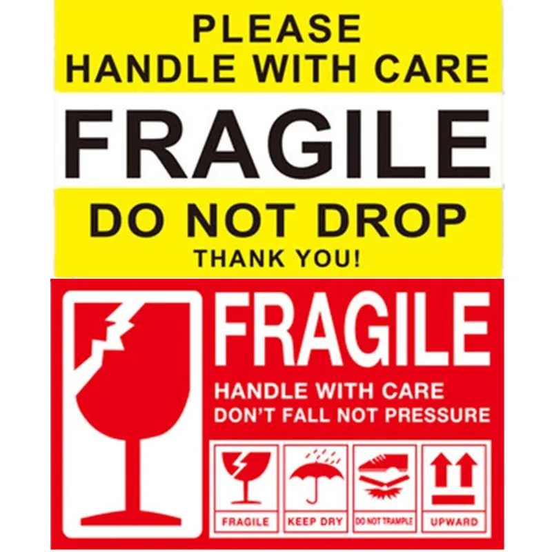 Big Red/yellow Warning Move Labels Fragile Stickers 50pcs Do Not Bend Handle with Care Packing Labels Stickers for Goods Packing decorative labels stickers packaging stickers fragile stickers