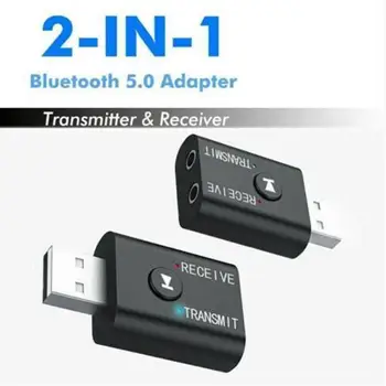 

2 in 1 Wireless Bluetooth Receiver Adapter 5.0 Audio Transmitter Stereo Bluetooth Dongle AUX USB 3.5mm For Laptop TV PC Car Kit