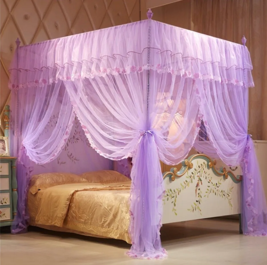 

Selling Luxury princess style three-door floor-to-ceiling court bed curtain canopy net mosquito net bedding without bracket