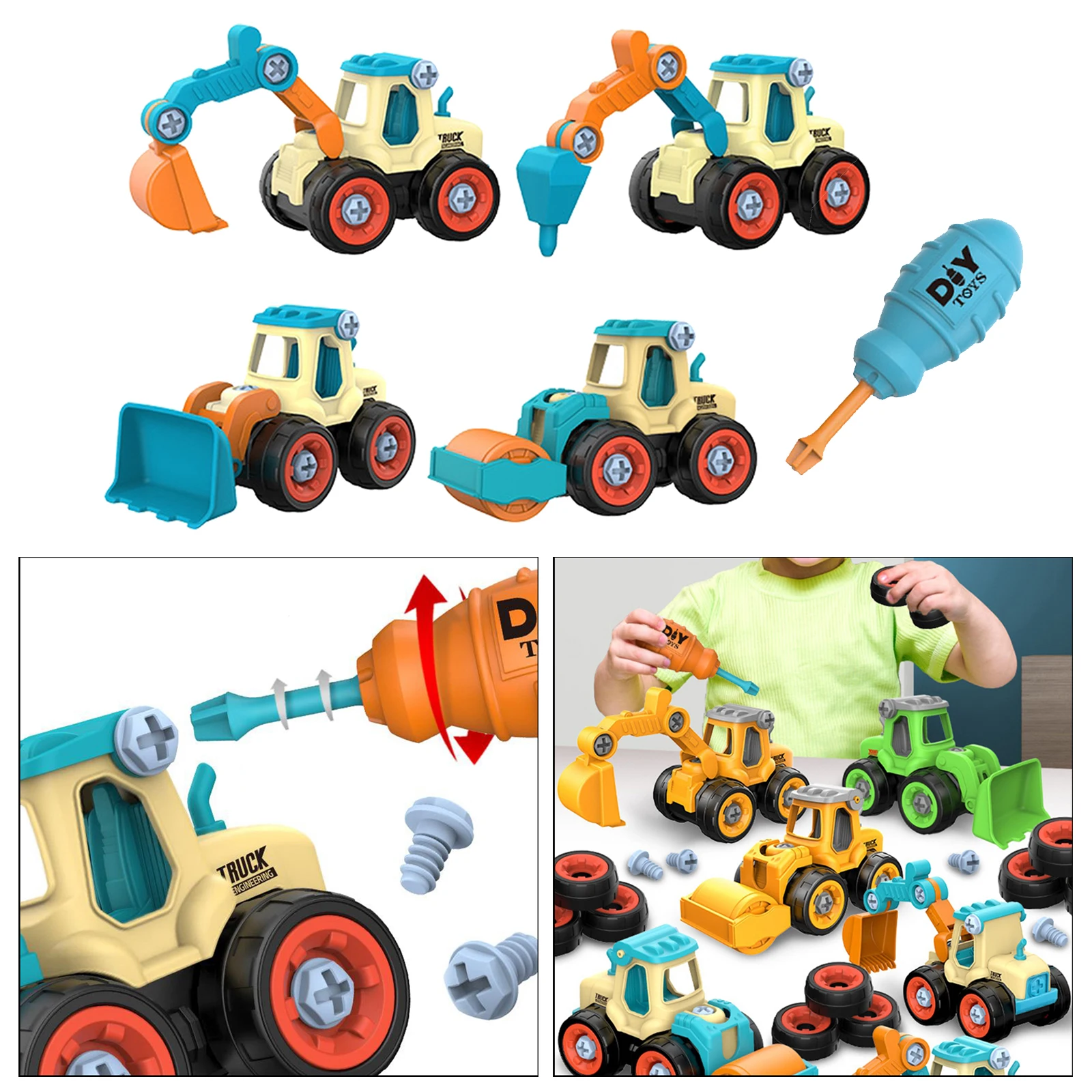 4pcs Creative Nut Disassembly Loading Engineering Truck Education Toys Model