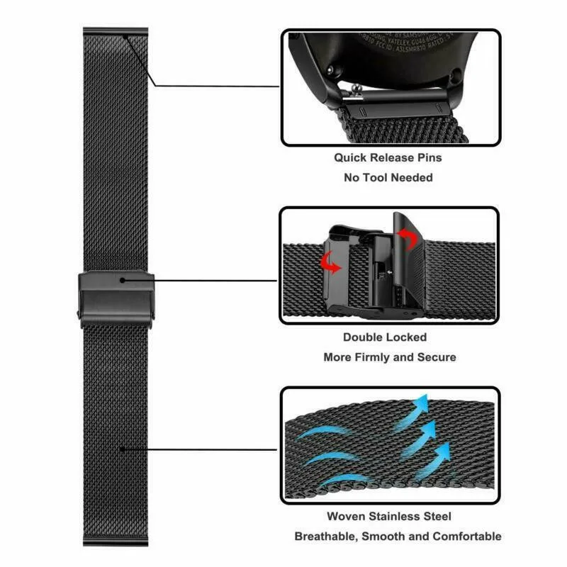 22mm Mesh Straps For Xiaomi Huami GTR 47mm GTR 2 2e 3 3 Pro Stainless Steel Bracelet Band For Huami Amazfit Pace Stratos 2 3
